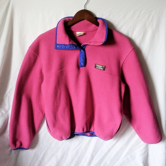 Vintage Ll Bean Snap Pullover Pink 